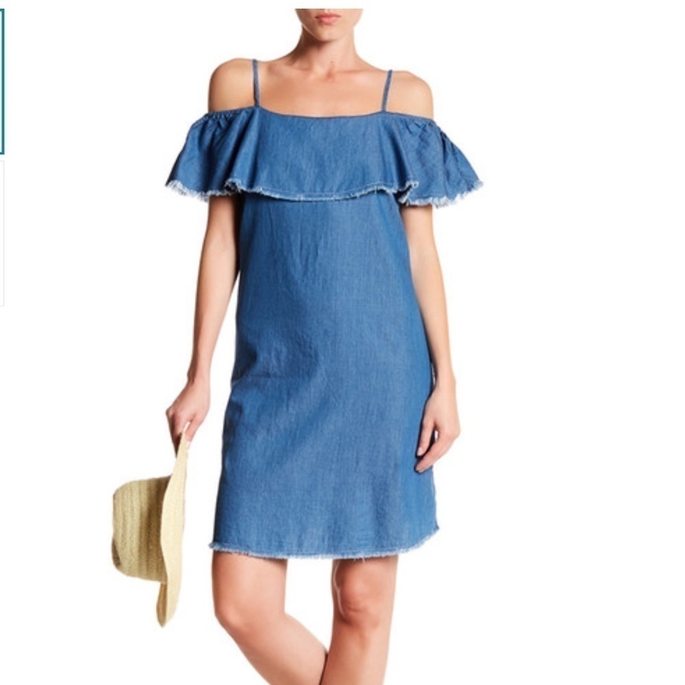 Lightweight denim off shoulder dress